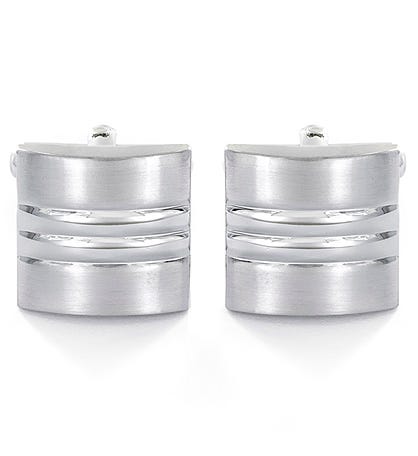 Men's Triple Grooved Square Cuff Links